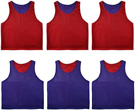 Re-huo 6 PCs Reversível Pinnies Basketball Soccer Treining Colet Double Suded Mesh Jerseys for Adult
