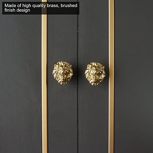 Botões de gabinete de latão, personalidade da gaveta de ouro da cabeça do leão alça de tração para a cozinha