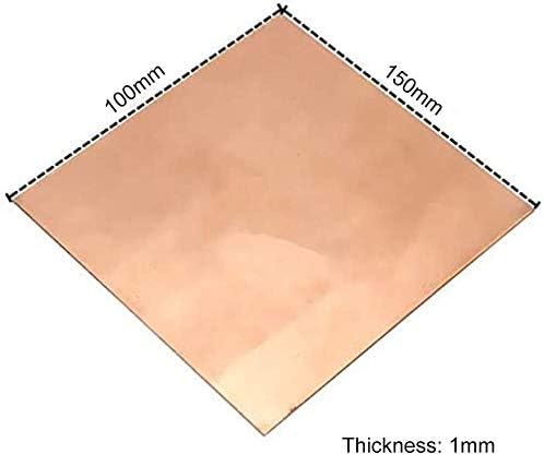 Folha de cobre de placa de latão Umky fabricação de folha de metal de cobre, 1mm x 100 mm x 150mm de folha