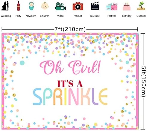 Ticuenicoa 7 × 5ft menina Sprinkle Baby Birthday Birthday Birthday Bordaldrop Sprinkle Donut Pink Dots
