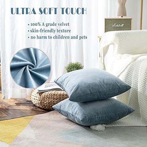 Stelhome Super Soft Velvet Pillow Capas de travesseiro para a cama Banco de sofá, 18 x 18 polegadas, azul