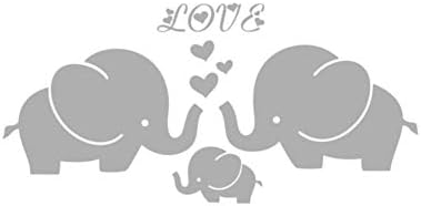 Grande família de elefantes fofos com decalques de parede de corações decoração de berçário para crianças