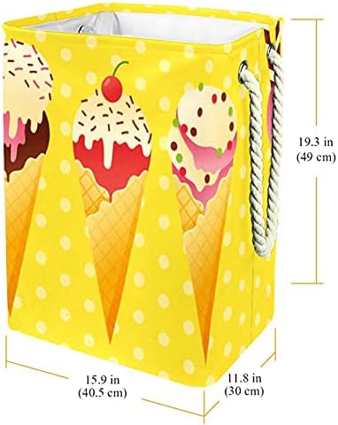 Incomer Laundry Tester Summer Summer Ice Cream com pontos amarelos Pattern Pattern Colapsível Cestas