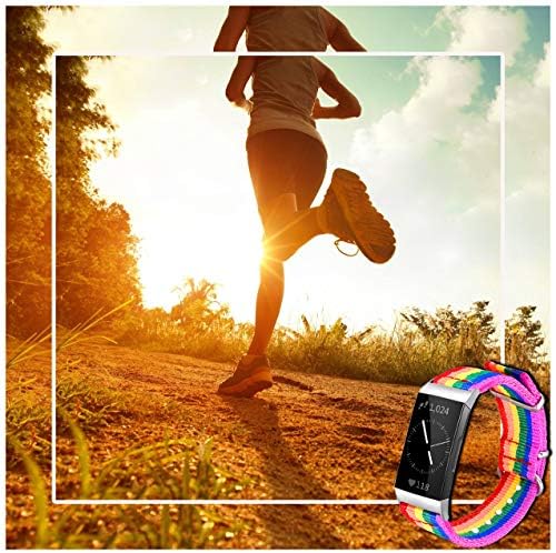 Bandmax Rainbow Bands Compatível Fitbit Charge 3 SmartWatch, Carga de Nylon de Nylon LGBT 3 Bandas de relógio Durável