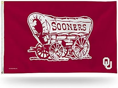 NCAA Oklahoma Sooners 3 'x 5' Bandeira - Decora de uma face - interna ou externa - Casa feita