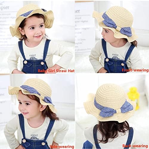 Chapéu de bebê de verão chapéu de palha bowknot praia chapéu de proteção para meninas