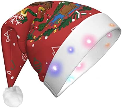 Brasão mexicano de braços adultos engraçados luxuoso chapéu de Papai Noel Light up chapéu de natal para mulheres