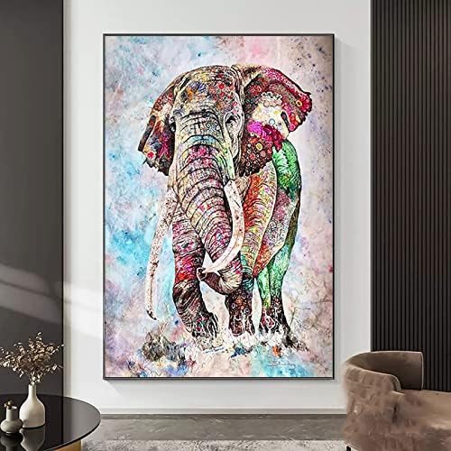 Kits de pintura de diamante 5D de instarry 5d de tamanho grande elefante colorido colorido crossic mosaic home office