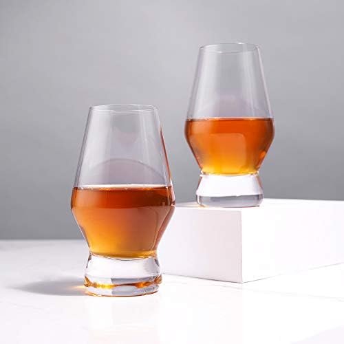 Viski com copos de uísque de cristal com pés de 2 - vidro cristalino premium, óculos de uísque clássicos,