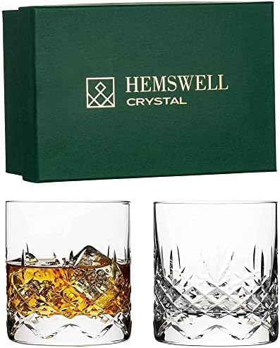Hemswell Crystal Whisky Glass Vidro antiquado Conjunto de vidro de 2 - óculos de uísque de 2 a 1 oz de cristal