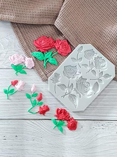 Okies 3pcs molde decorativo de fondant de silicone - pássaro, flor de rosa, borboleta ideal para fazer decorações