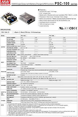 Média bem PSC-100A 13.8V 4.75A 2.5A 100.05W Saída única com série de segurança do carregador de bateria