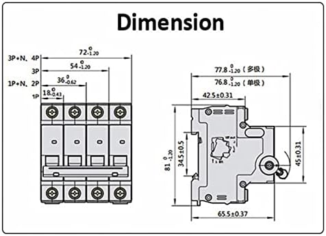 Uncaso 2p 230V ~ CTYPE Mini Circuito Disjuntor Miniatura Caminhamento de Ar McB Montagem 36mm Capacidade de