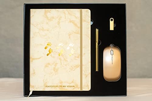 Passos para o meu conjunto de notebooks de ouro Vision - Deluxe Personalized Leather Journal com caneta - 8 GB de