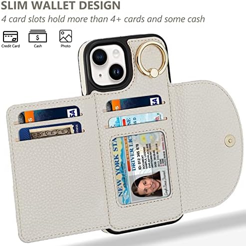 Caso Keallce para iPhone 13 6.1 '' Caixa de carteira 2021, capa de couro flip com suporte de 4 cartas, [suporte