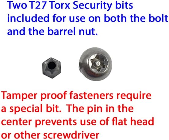 Hardware Harris 90202 T27 Torx Segurança Aço inoxidável 10/24 parafusos de ombro rosqueados e porcas de cano para