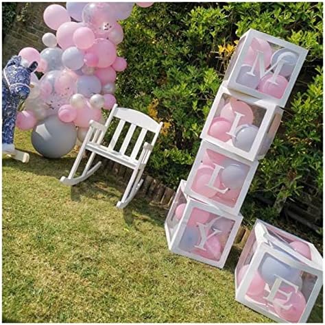 Balões de caixa transparente Casamento Decoração de casamento Baby Churche Nome do bebê Cartas de 1º