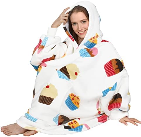 Hoodie cobertor vestível de grandes dimensões para adultos, moletom sherpa moldoso para adultos e adolescentes,