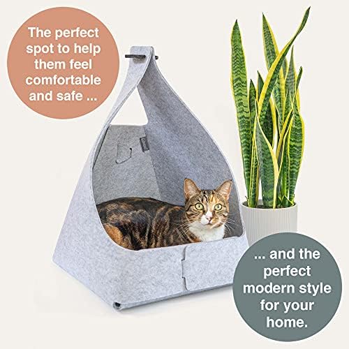 Wiski Cat, Ray - Modern Felt Cat Bed - Hideout da caverna fechada oferece conforto, segurança e estilo
