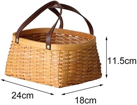 Iolmng cesto de armazenamento artesanal cesta de piquenique retro reforçado manuse