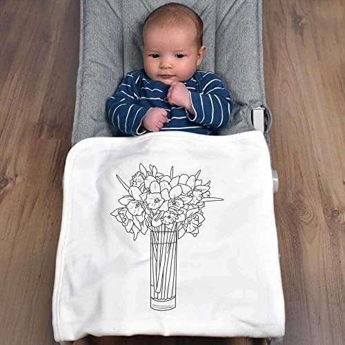 Azeeda 'narcisos em vaso' cobertor de bebê de algodão/xale