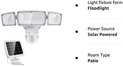 Luzes solares de segurança solar de LED glorioso LED Sensor de movimento ao ar livre, luz de inundação
