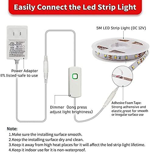 My Beauty Light White LED Light Light, faixa leve LED de 16,4 pés com função de memória, 300 LEDs brilhantes