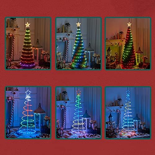 Árvore de Natal em espiral LED, luzes da árvore de Natal com capota de estrela, luzes de árvore em espiral