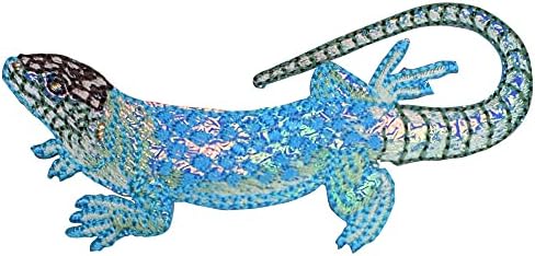 Patch de apliques bordados em lagarto azul brilhante - Crachá de biologia de répteis 3-3 / 8 - Ferro / costurar