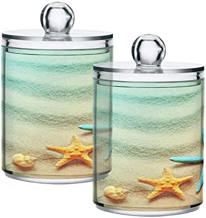 Sea Starfish Sand Cotton Swab Suports Recipientes de banheiro Jarros com tampas conjuntos de