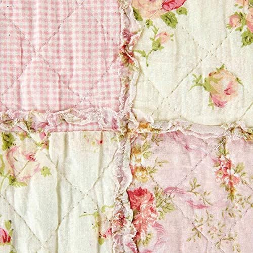 Reaowazo Qucover Rosa Clante Floral Quilted Algodão Quilts de retalhos floral Polas de colchas