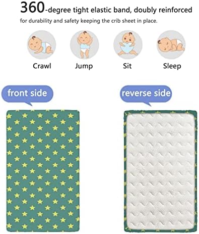Estrelas com temas ajustados lençóis mini berços, lençóis portáteis de mini berço lençóis macios e respiráveis