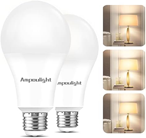 Ampoulight 3 vias Lâmpada LED 50-100-150W Equivalente A21,3 Via Bulbo 4000k Branco natural, 500-1600-2200lm