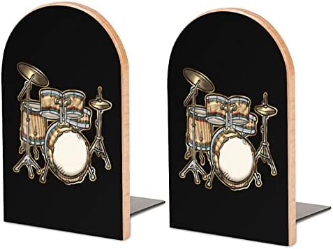 Conjunto de tambores de instrumentos musicais pintura de madeira bookend decorativa não-esquisitura final