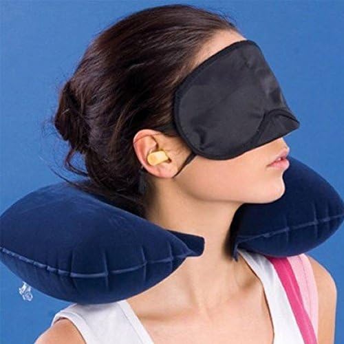 Hiibaby® 3 in1 Travel Neck travesseiro inflável máscara de olho de almofada 2 plugue de orelha de ouvido viagem