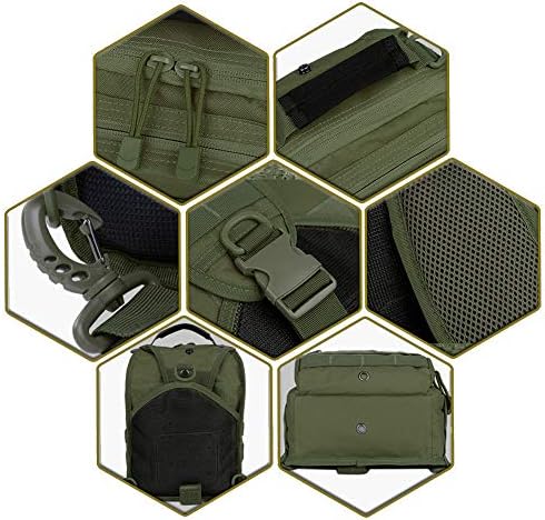 QT & QY Saco de estilingue tático para homens Pequeno mochila de ombro militar de rover EDC Pacote