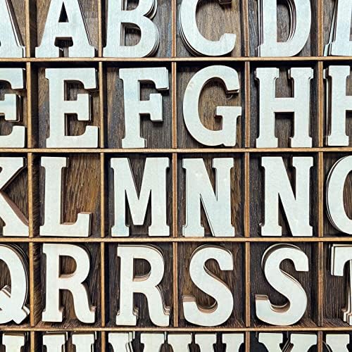 2 polegadas 135 peças letras de madeira letras de alfabeto de madeira para artesanato com bandeja de grade