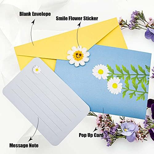 Cartão pop -up de flores sharonlily Daisy, cartão floral 3D, bouquet de margarida cartões de agradecimento