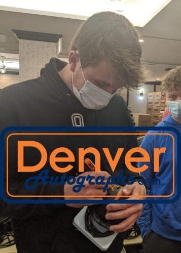 Drew Lock autografou/assinado Denver Broncos Eclipse Mini capacete JSA 26962 - Mini capacetes