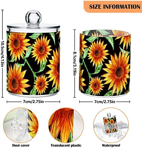 Colorido colorido de recipientes de recipientes de banheiro de cotonete de girassol floral com tampas conjuntos