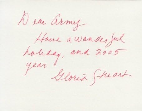 Gloria Stuart assinou carta manuscrita para o Arqueiro do Exército