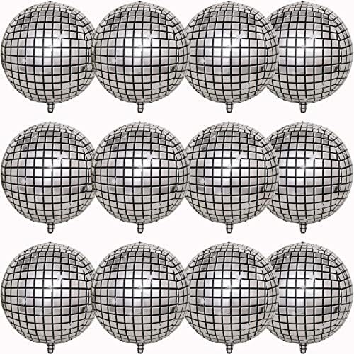 Balões de disco de 12 pacote 4d 22 polegadas de alumínio esfera de alumínio para balloons para dança