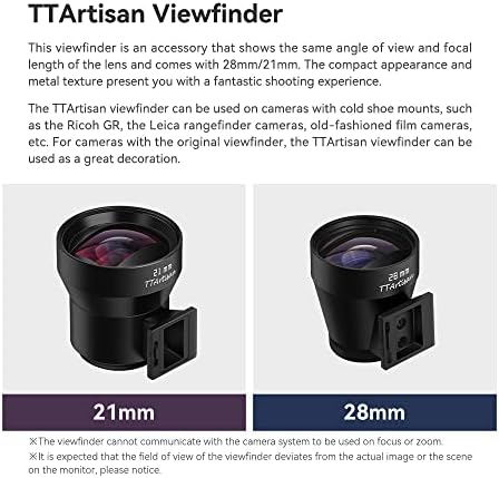 Ttartisan 28mm Viewfinder View Finder Finder Shoe Cold Mount Coating multi-óptico para Leica M Mount