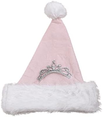 Decorações de Natal Novas Trajes de férias Vestem -se adultos Crown Rosa Chapéu de pelúcia de