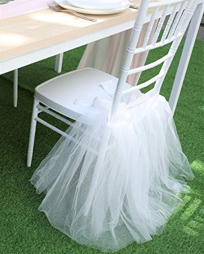 Cadeira uniqooo Tulle Tutu decoração para chuveiro de noiva | Festa de aniversário, véu e fofo de cor branca - ótima