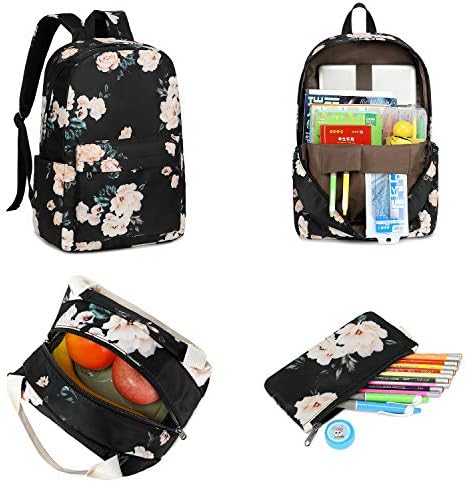 BLUBOON School Backpack Teen Girls Bookbags Conjunto de 15 polegadas de laptop Backpack Kids almoço bolsa