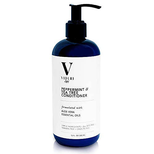 Videri Peppermint & Tea Tree Condicionador - formulado com aloe vera e óleo de semente de rosahip para cabelos tratados