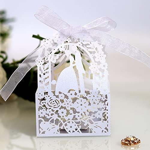 Kubert 50pcs noivo noivo a laser cortados favores box caixa de doces Princesa caixa de presente festa de casamento