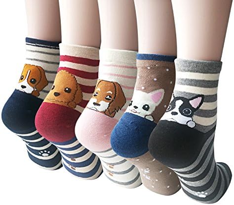 Ysense use meias de animais fofas para mulheres 5 pares, meias engraçadas e meias de gato de pintura