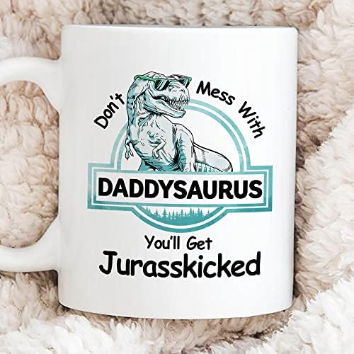Gossby não mexa com Daddysaurus Coffee Caneca - Presente para papai da filha, filho com design de dino - aniversário,